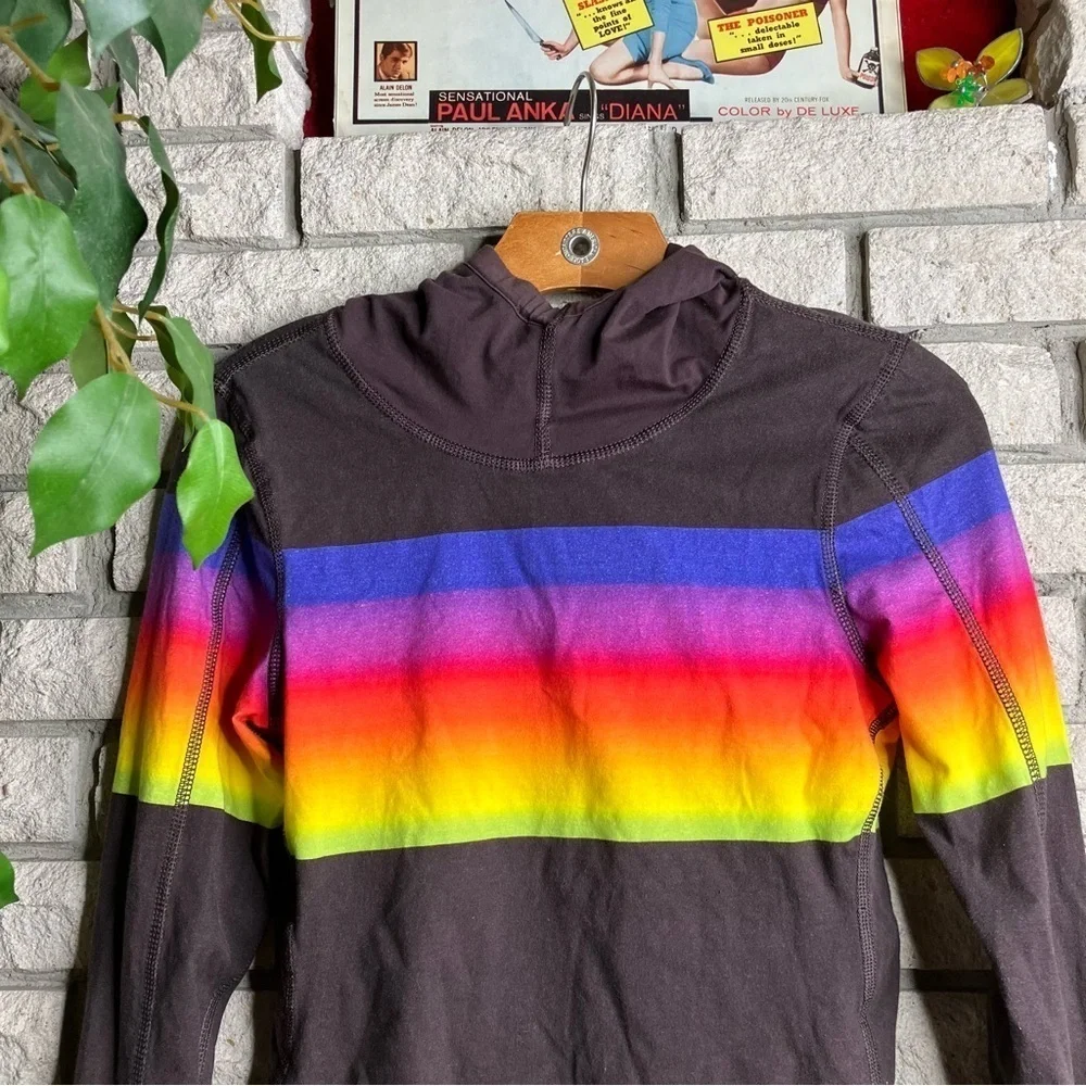 Free People Huddle Rainbow Hooded Long Sleeve Hoodie